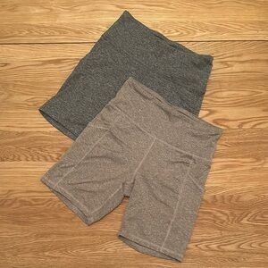 Women's Heather Gray and Dark Gray High waisted Biker Shorts